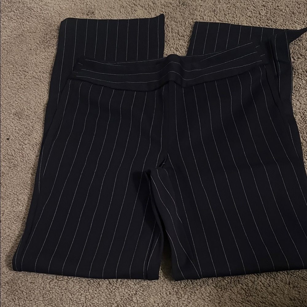 Elegant Navy Blue Pinstripe Women's Pants